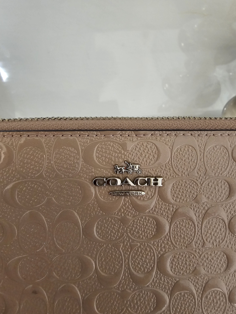 Coach Blush Pink Embossed Leather Satchel with Chain And Wallet - Picture 11 of 11
